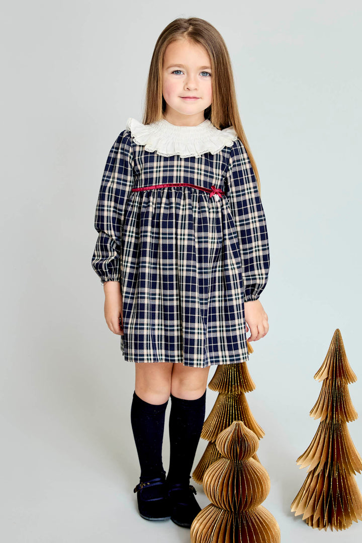 "Eva" Navy Tartan Dress