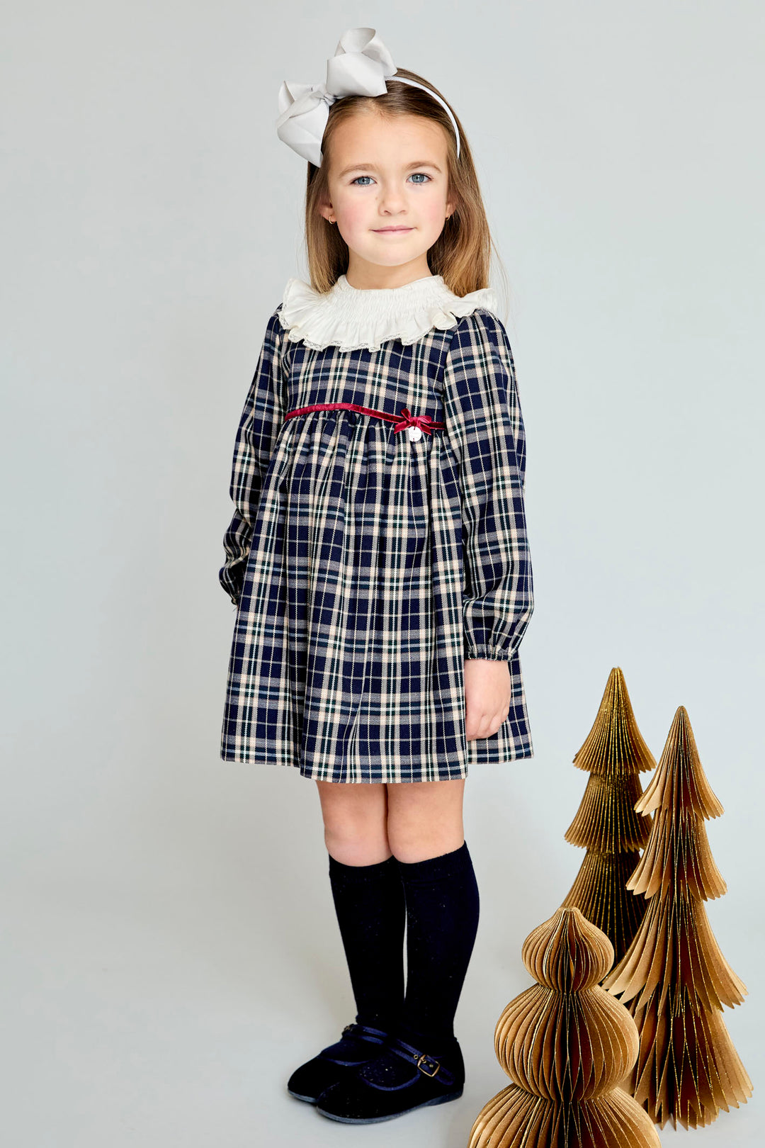 "Eva" Navy Tartan Dress