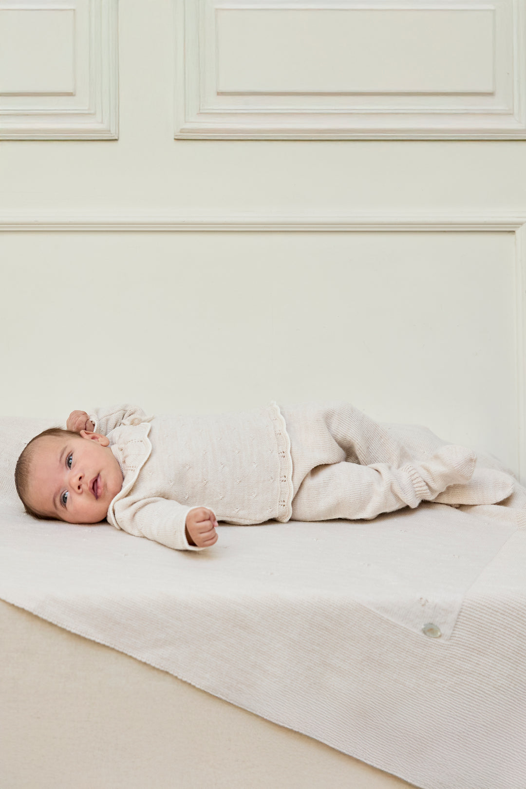 PREORDER "Mariposa" Beige Knitted Top, Leggings & Bonnet