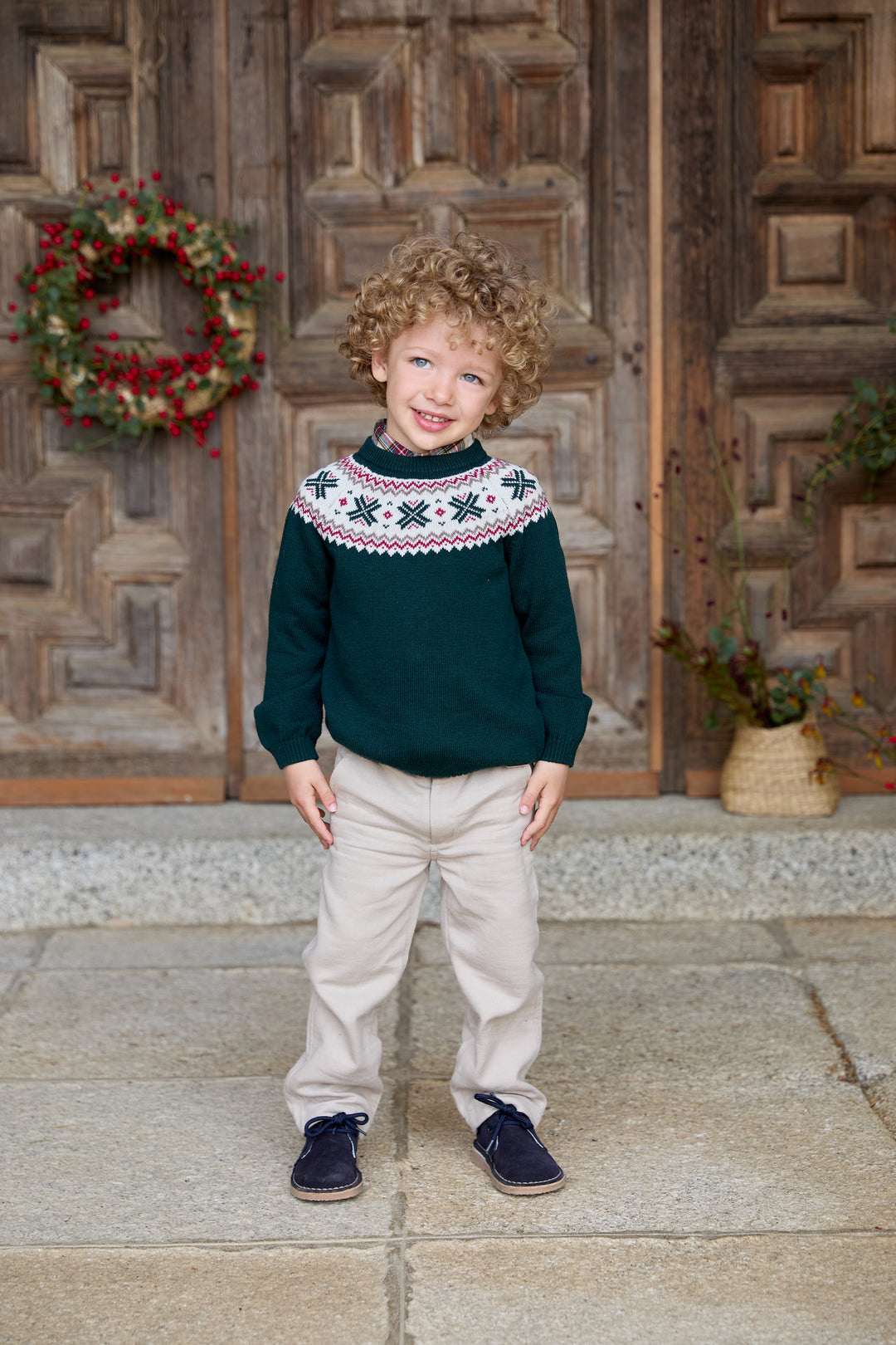 "Jasper" Bottle Green Fair Isle Knitted Jumper