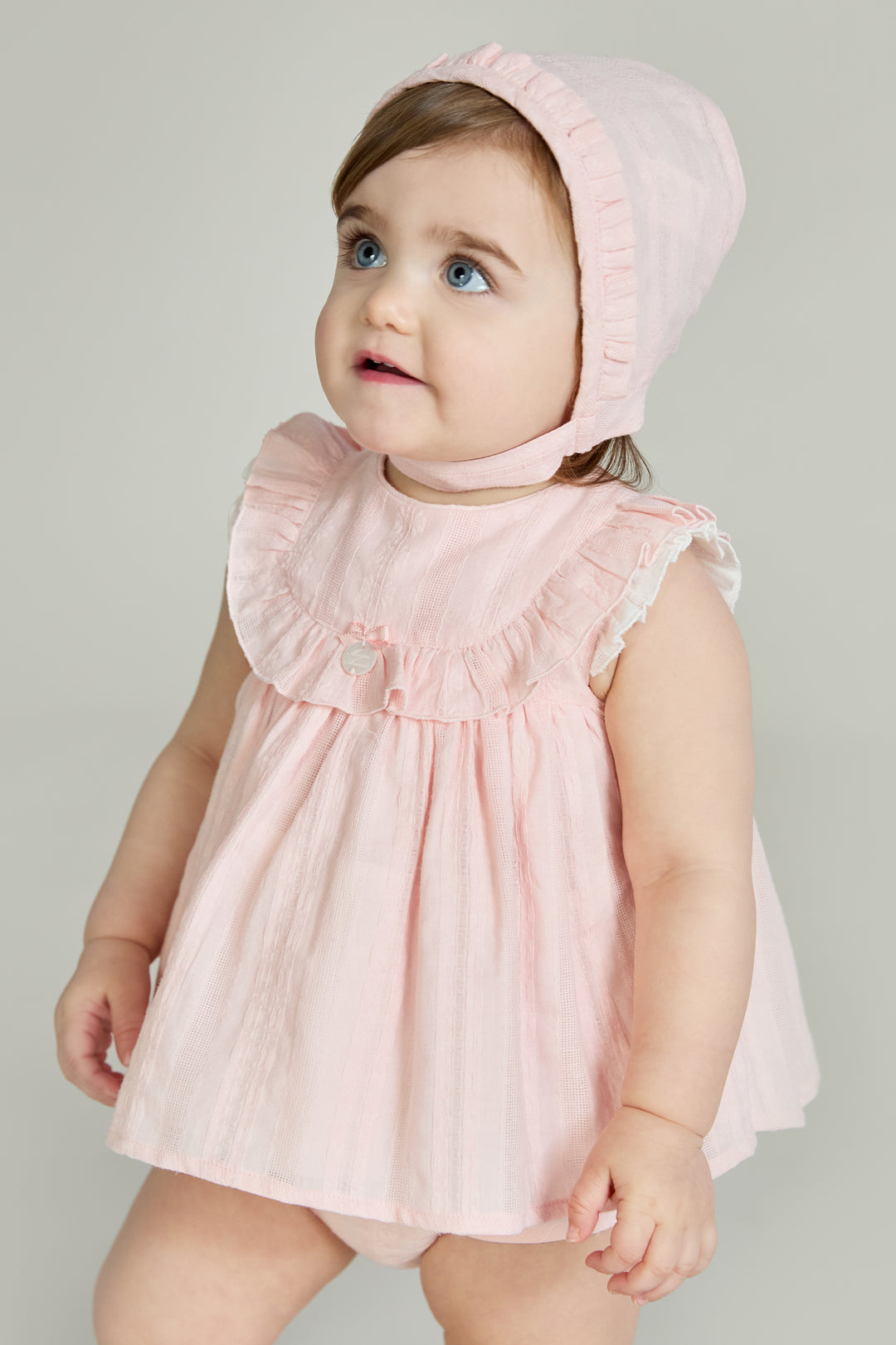 "Genevieve" Blush Pink Ruffle Dress & Bloomers