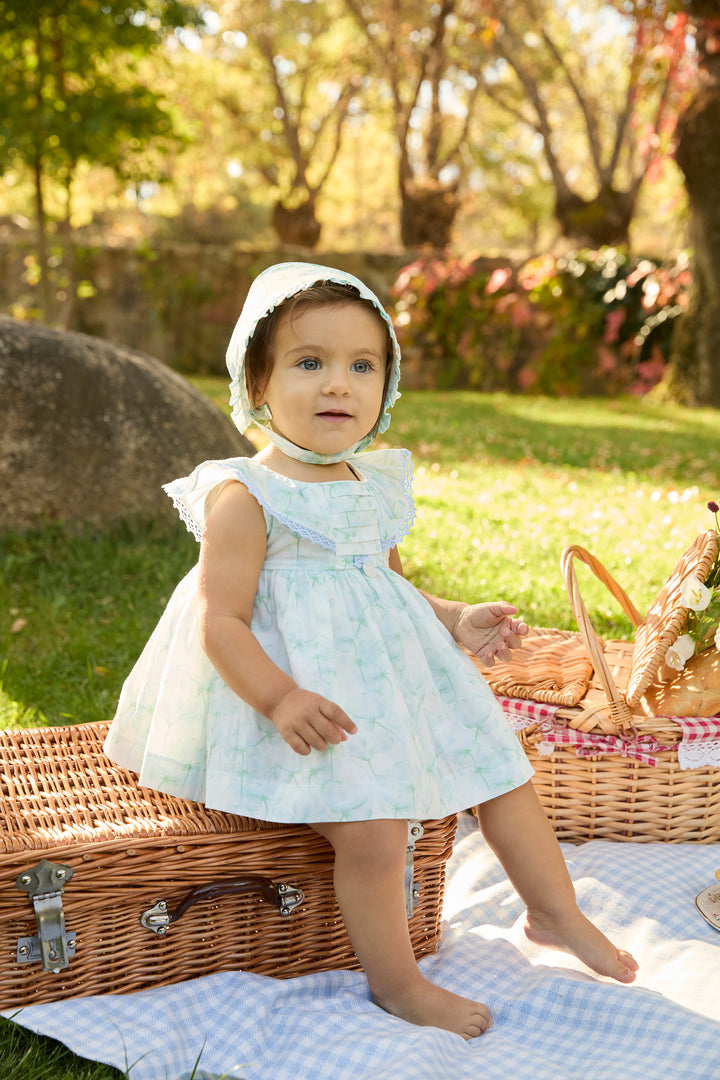 "Seraphina" Blue Watercolour Floral Dress &amp; Bloomers