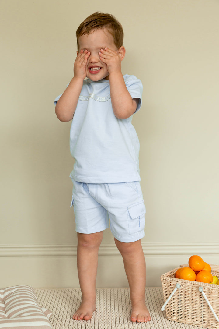 "Evan" Baby Blue T-Shirt & Cargo Shorts