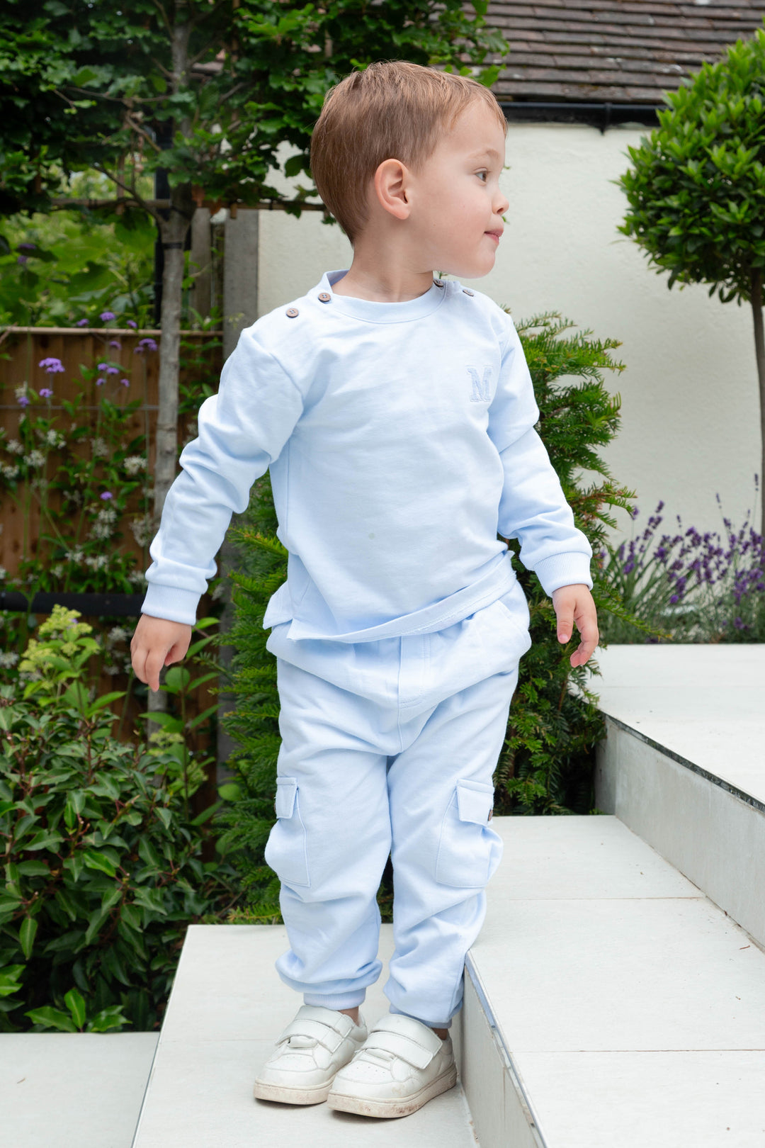 "Dominic" Baby Blue Sweatshirt & Cargo Joggers