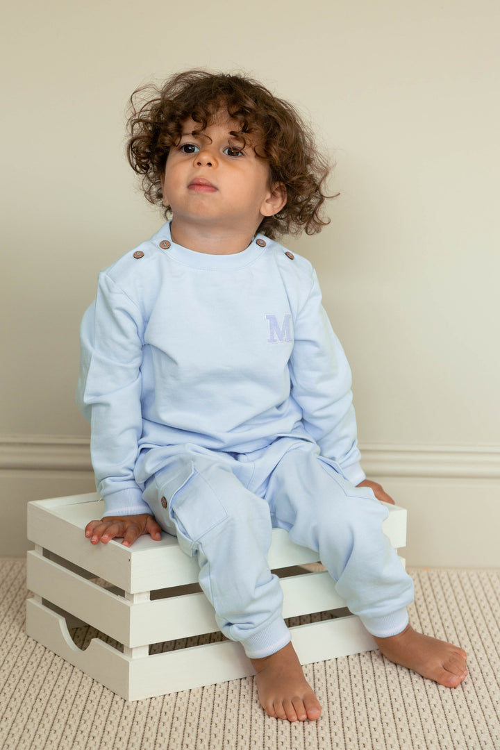 "Dominic" Baby Blue Sweatshirt & Cargo Joggers