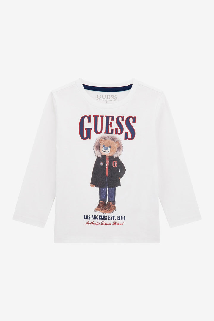 "Louie" White & Red Winter Bear Top