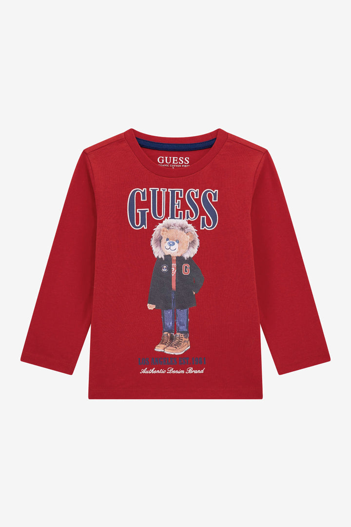 "Louie" Red & Navy Winter Bear Top