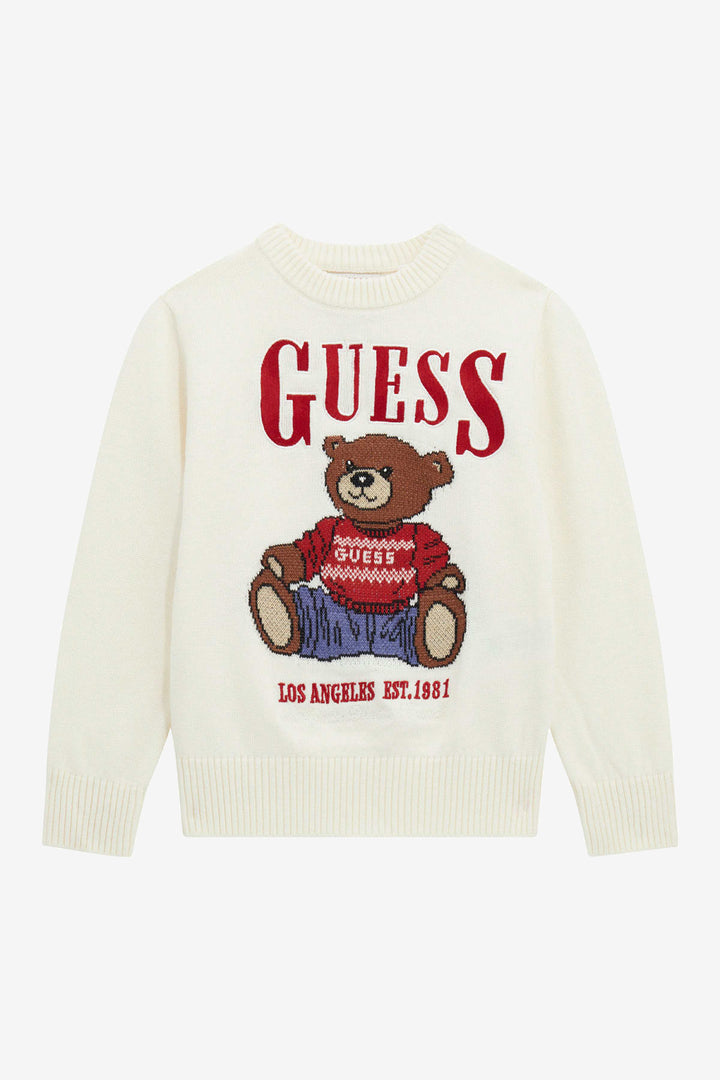 "Rudy" Ivory Festive Bear Knit Jumper