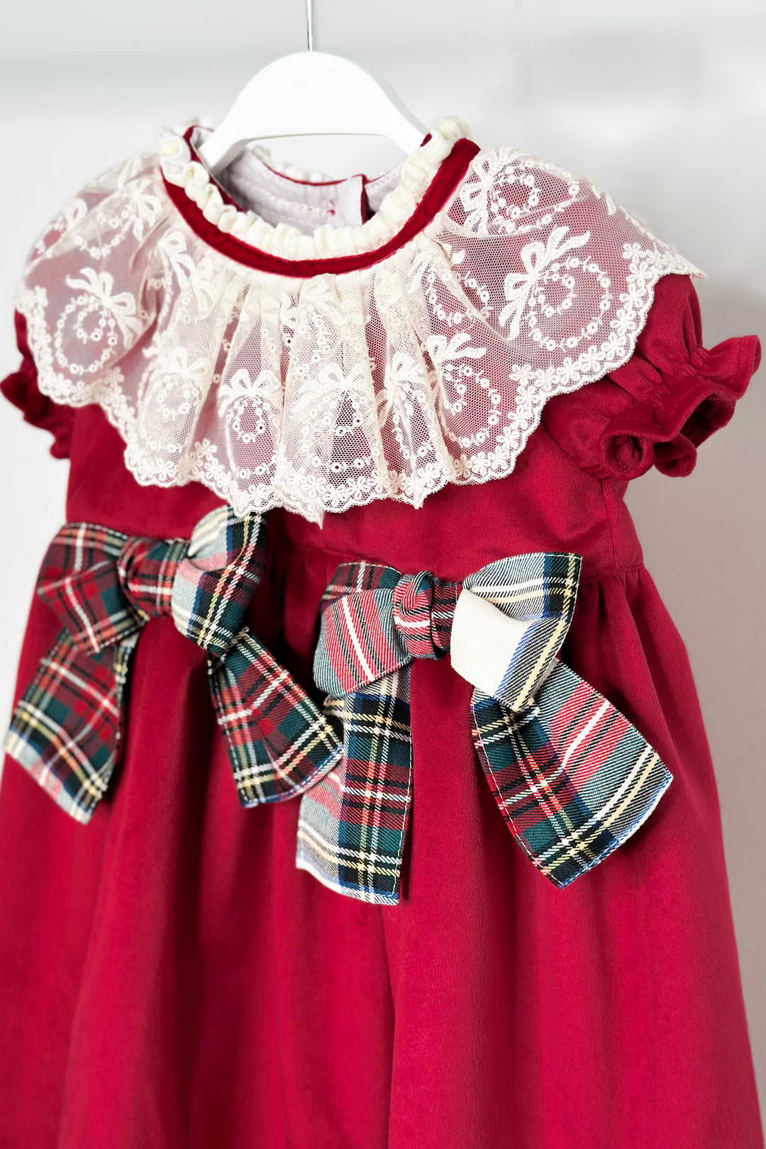 "Isobella" Red Velvet Tartan Dress