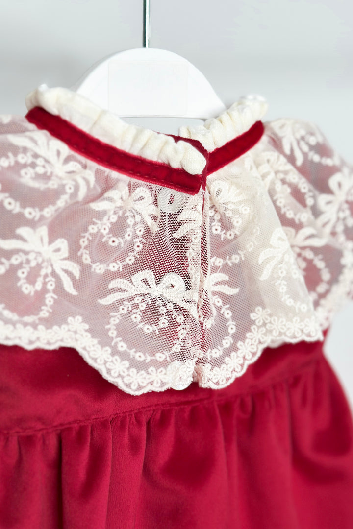 "Arianna" Red Velvet Tartan Romper