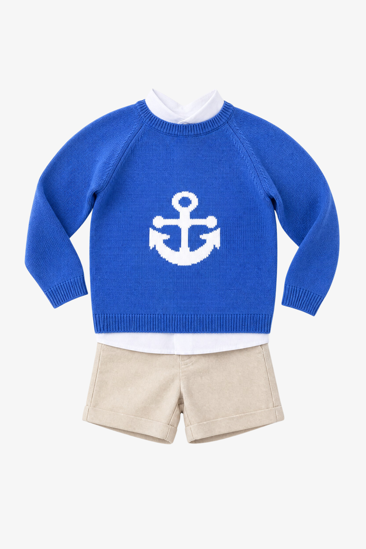 "Emile" Blue Anchor Jumper, Shirt &amp; Shorts