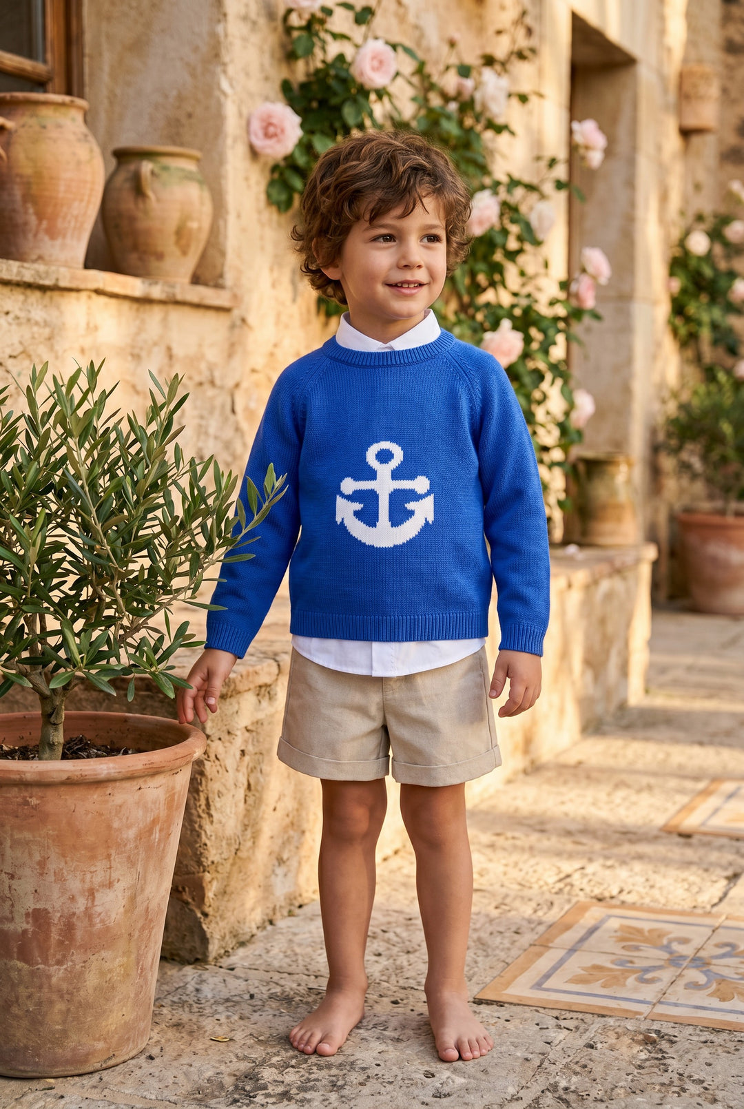 "Emile" Blue Anchor Jumper, Shirt &amp; Shorts