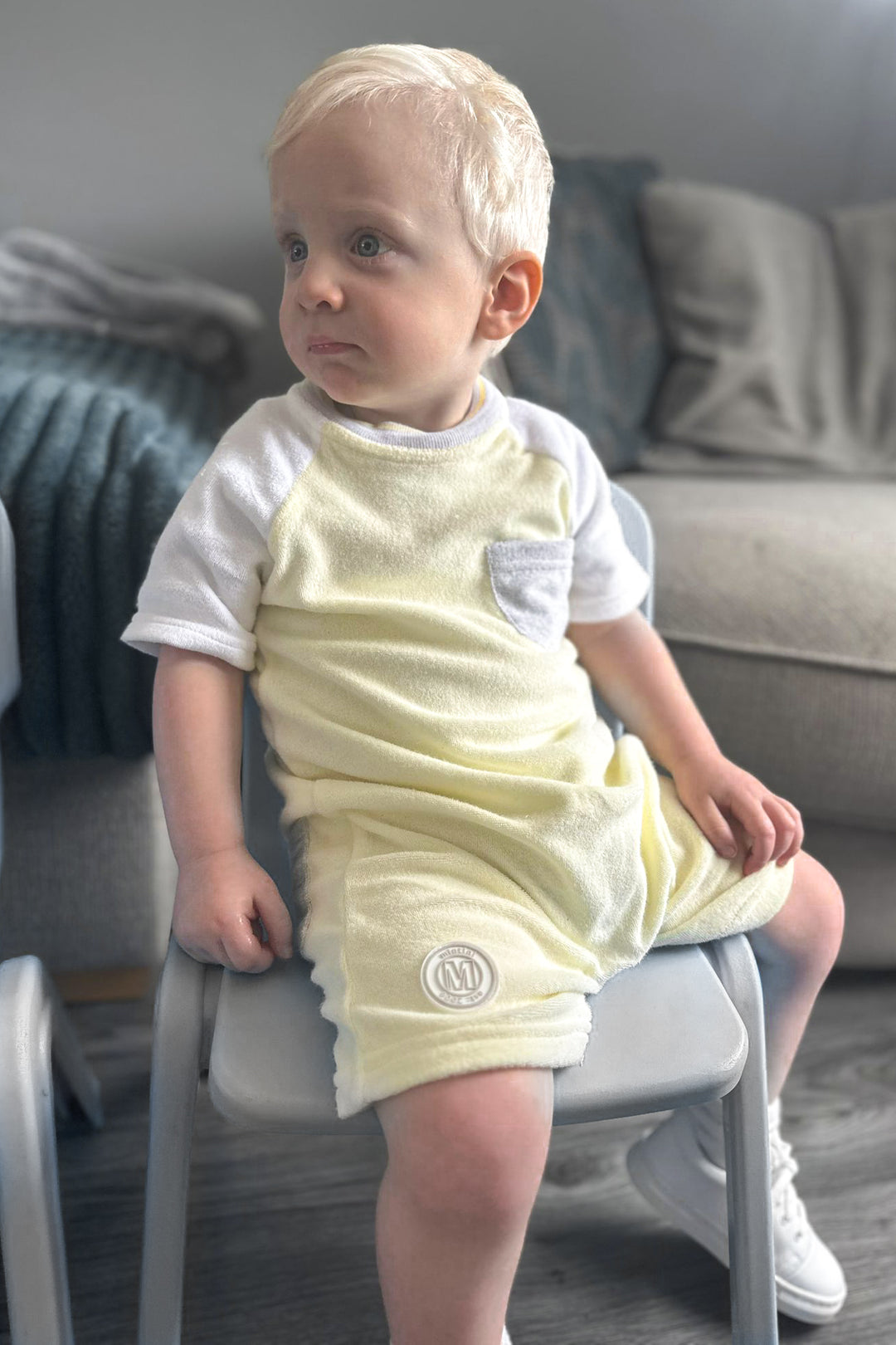 Mintini Baby "August" Lemon Terry Towelling Romper | Millie and John