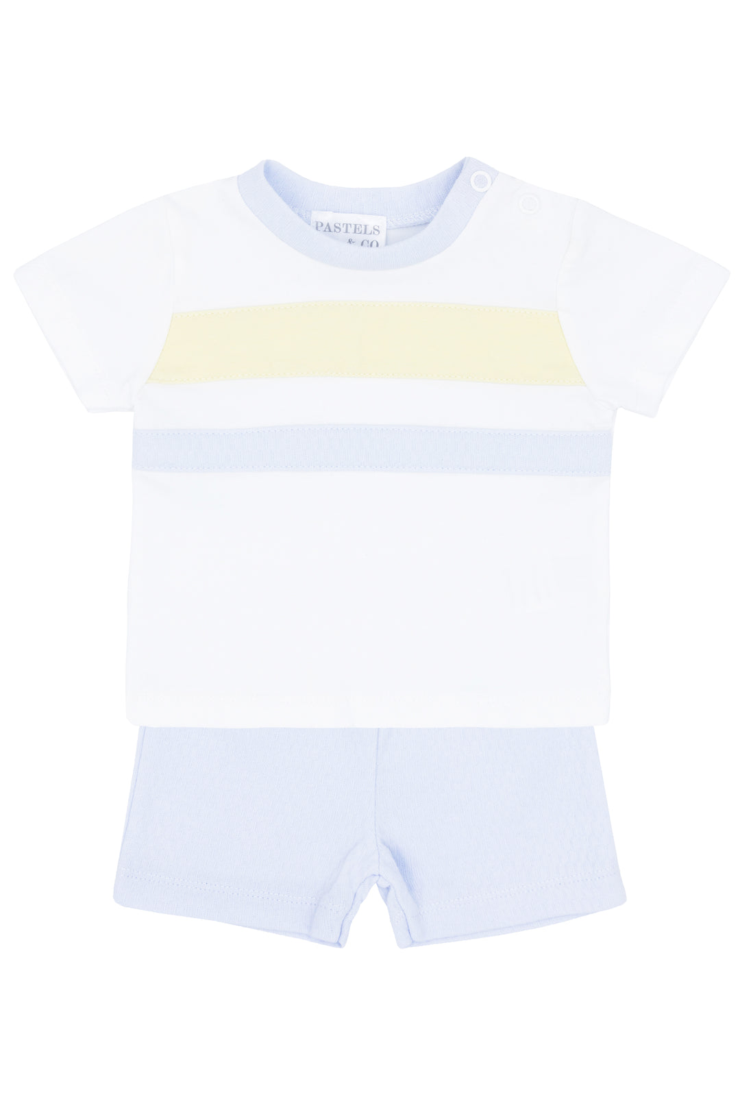 Pastels & Co "Buster" Baby Blue & Lemon T-Shirt & Shorts | Millie and John