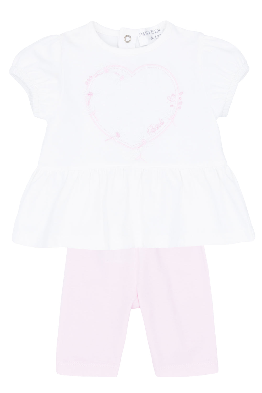 Pastels & Co "Colette" White & Pink Blouse & Leggings | Millie and John