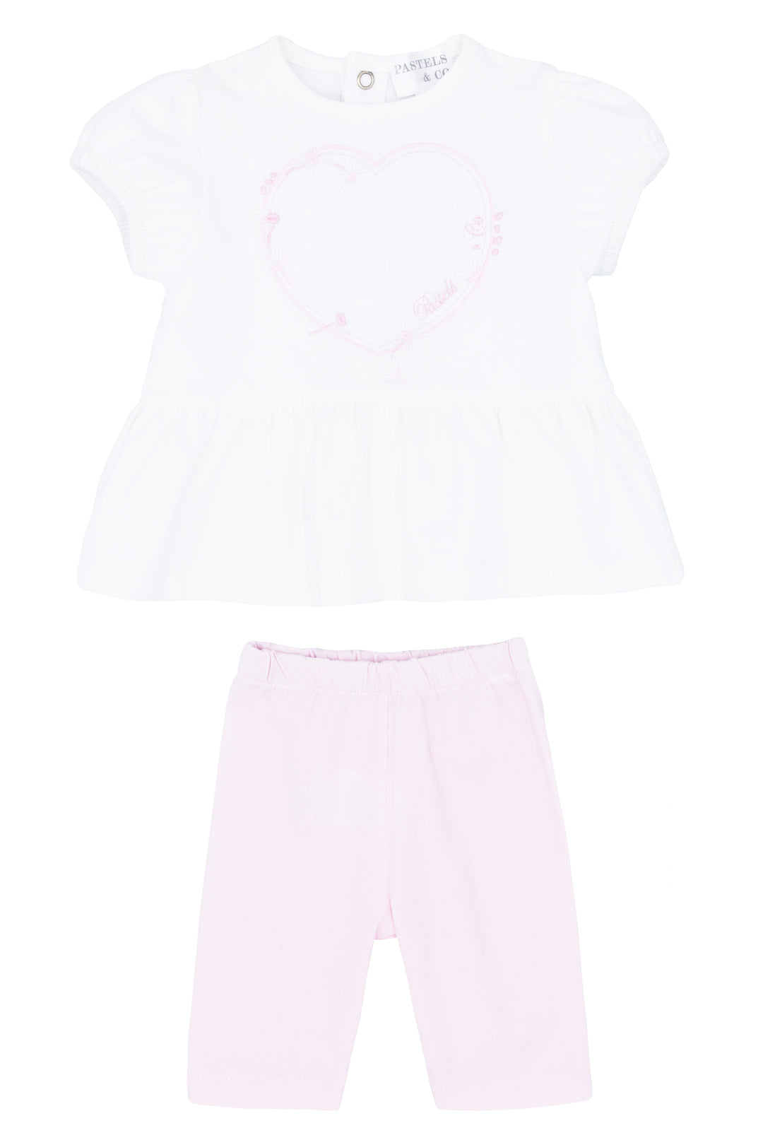 Pastels & Co "Colette" White & Pink Blouse & Leggings | Millie and John