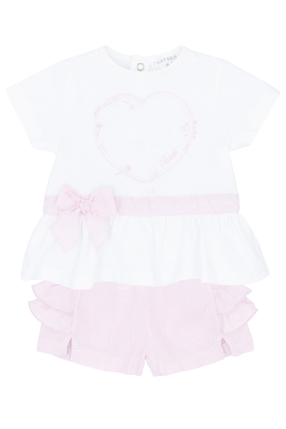 Pastels & Co "Caroline" White & Pink Blouse & Shorts | Millie and John