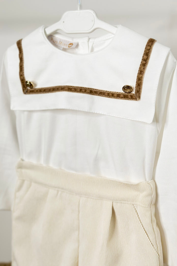 "Hudson" Cream Cord Sailor Shirt & Shorts