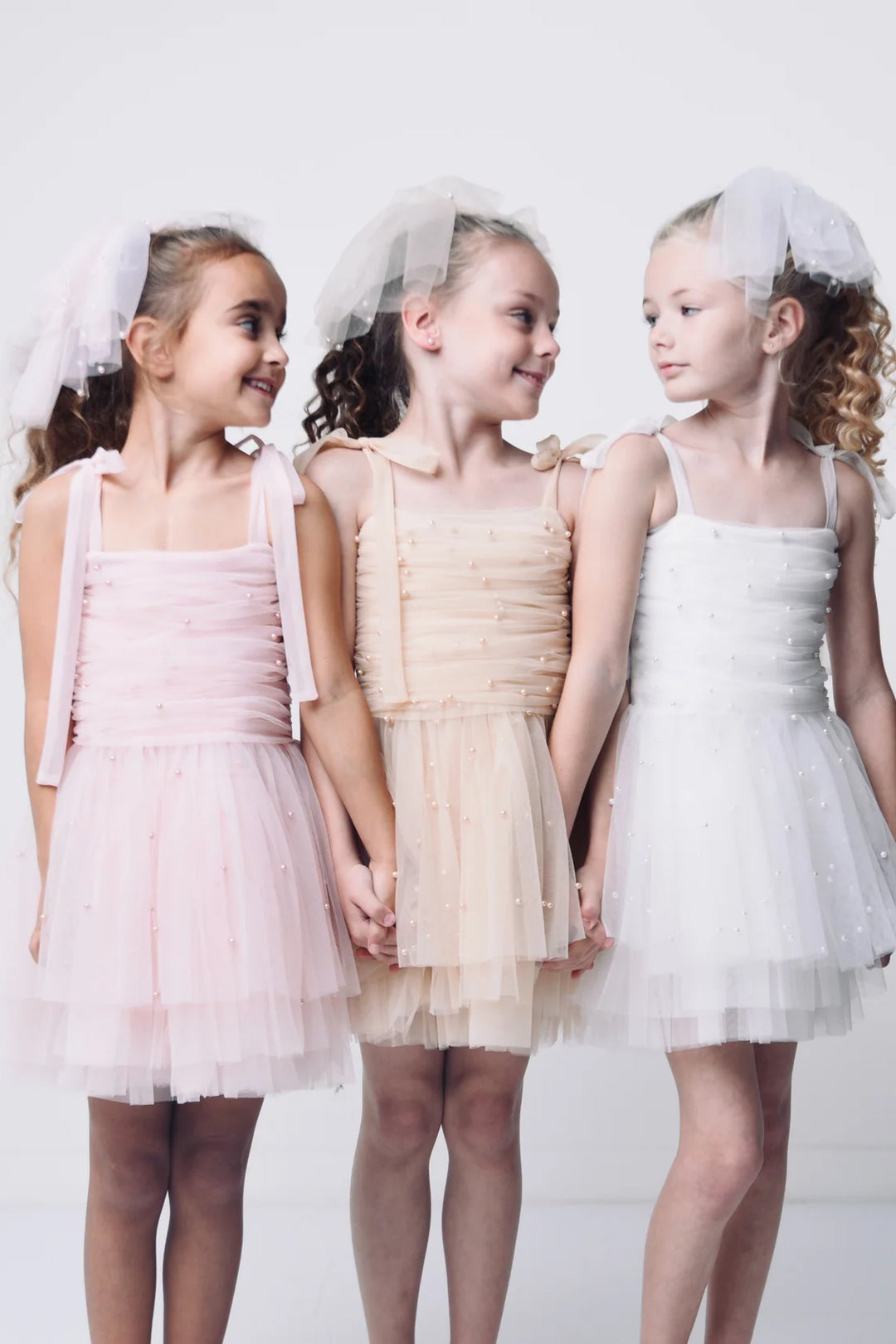 DOLLY by Le Petit Tom Pearl Tulle Ballerina Dress - White | Millie and John