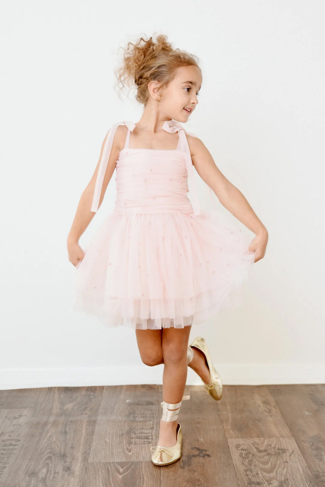 DOLLY by Le Petit Tom Pearl Tulle Ballerina Dress - Dolly Pink | Millie and John