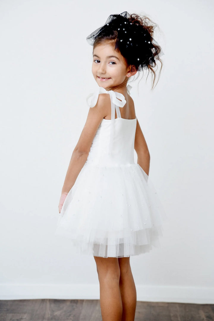 DOLLY by Le Petit Tom Pearl Tulle Ballerina Dress - White | Millie and John