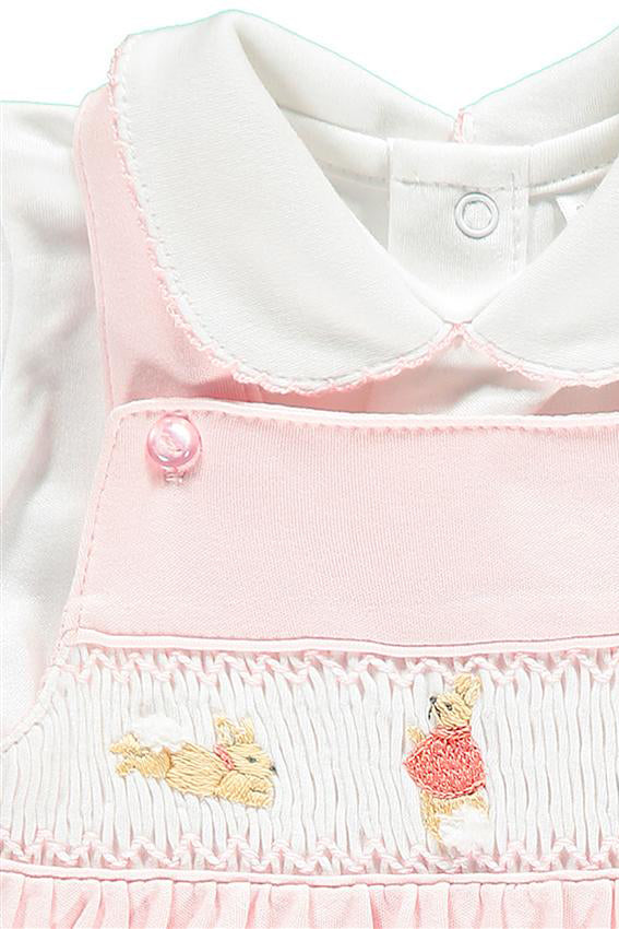 Mini-la-Mode The Flopsy Bunnies Pink Smocked Pinafore Dress | Millie and John