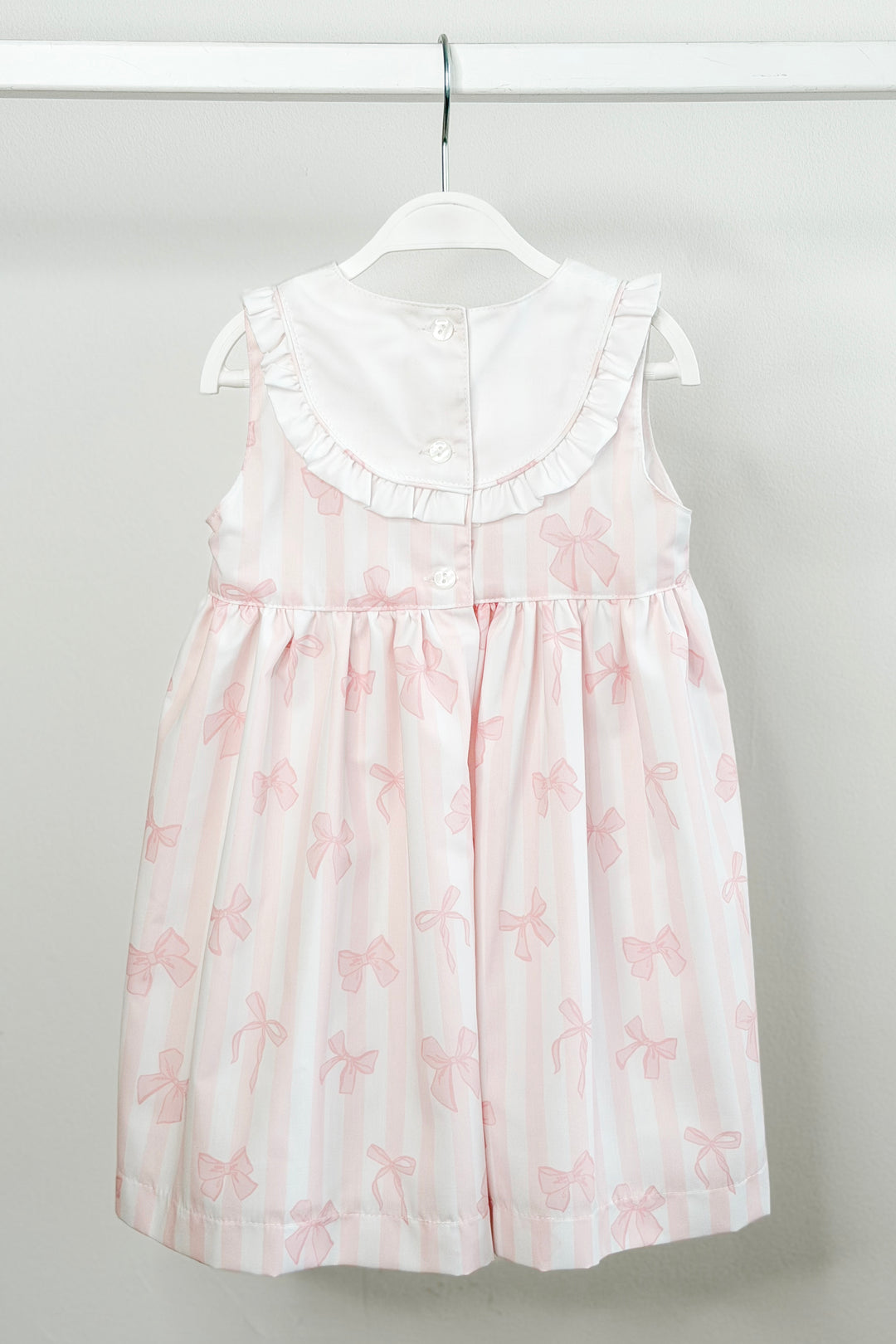 "Isabelle" Pink Stripes & Bows Dress