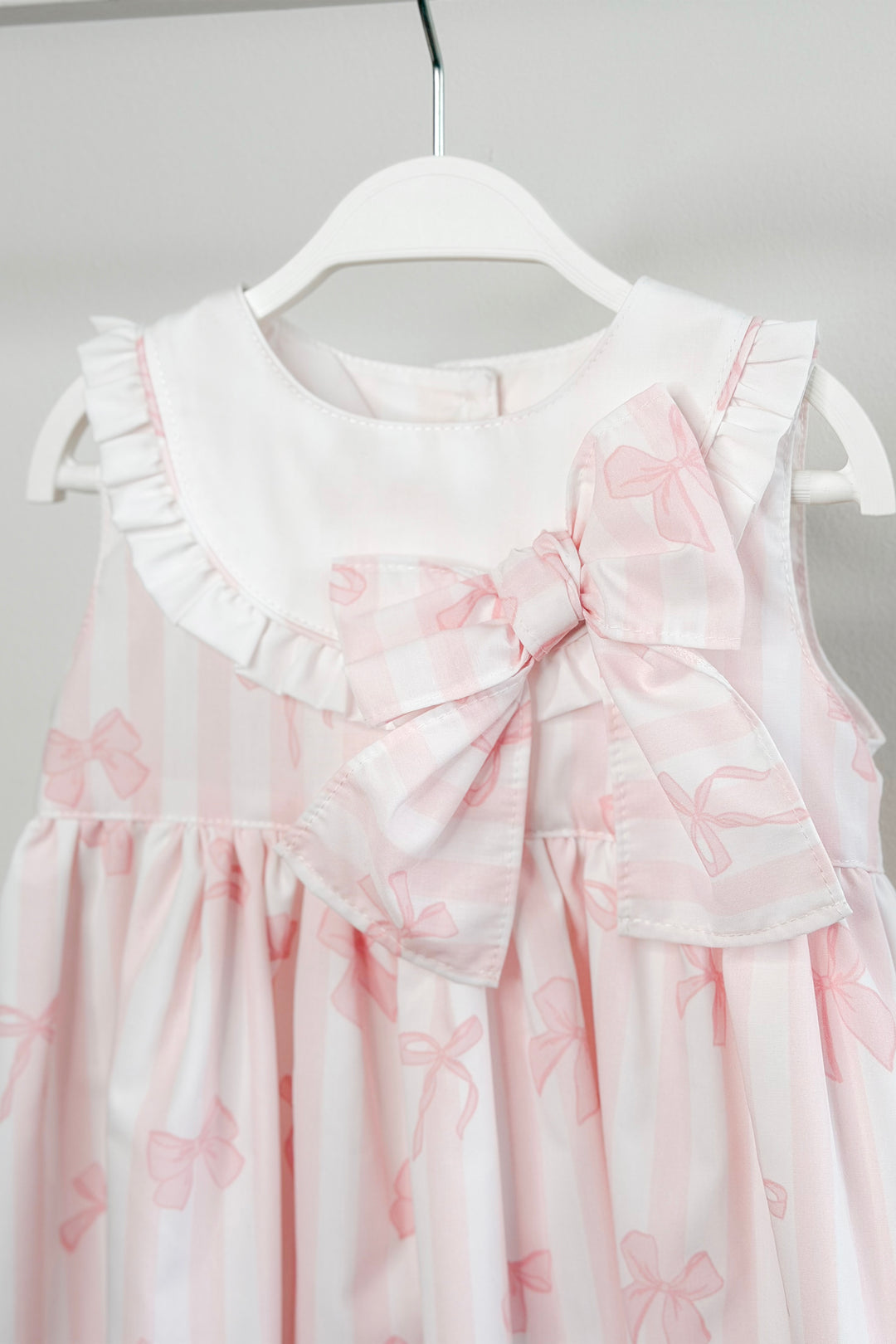 "Isabelle" Pink Stripes & Bows Dress