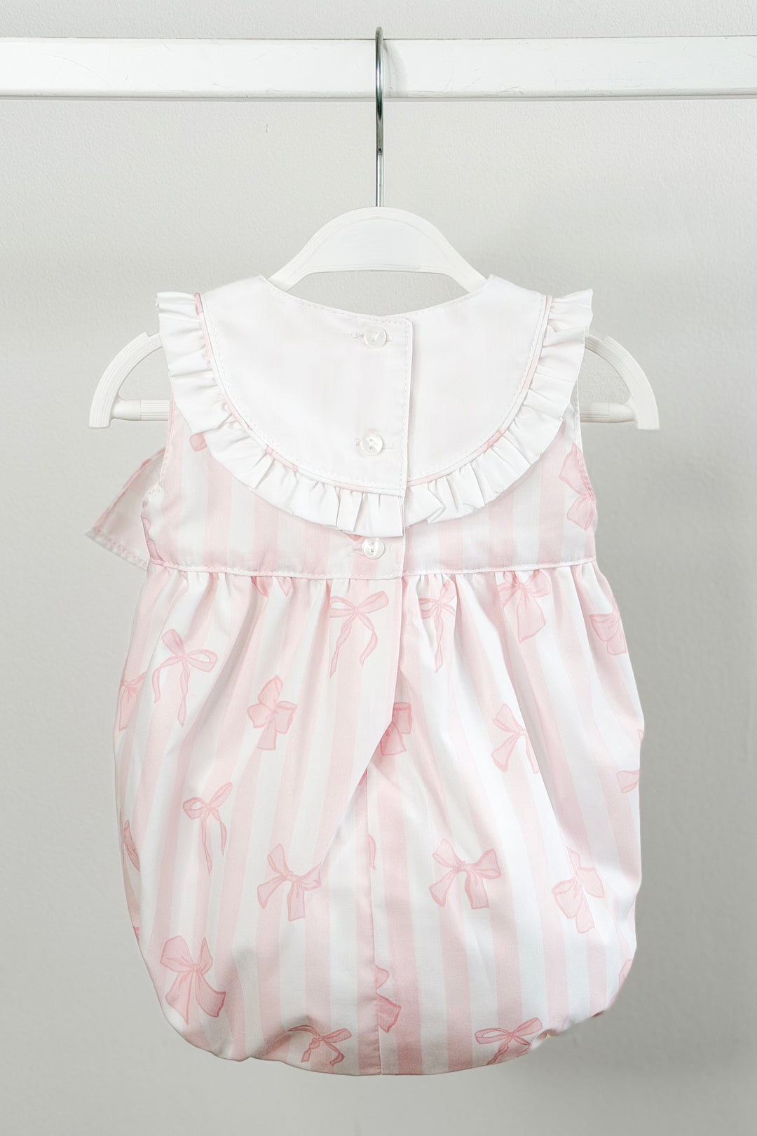 "Arabella" Pink Stripes & Bows Romper