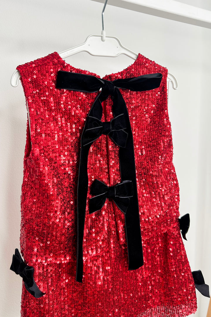 "Hannah" Red Sequin Top & Skirt