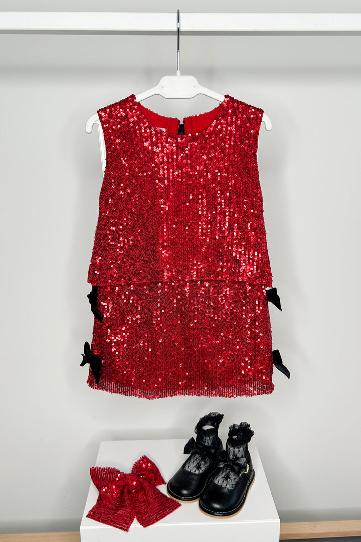 "Hannah" Red Sequin Top & Skirt