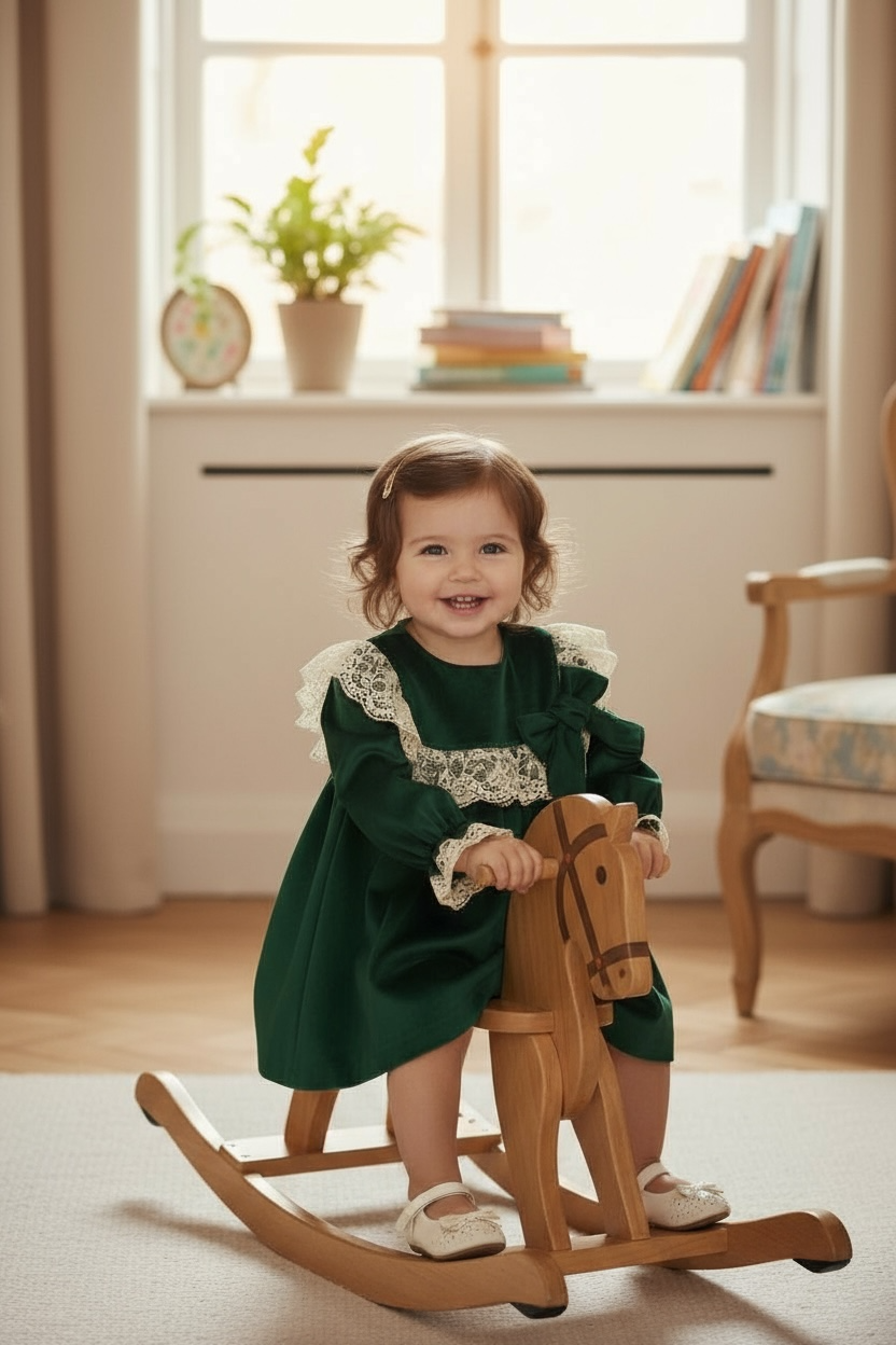 "Esmerelda" Emerald Green Velvet Lace Dress