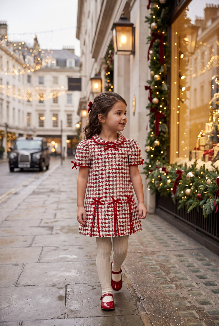 "Ruby" Red Houndstooth Dress