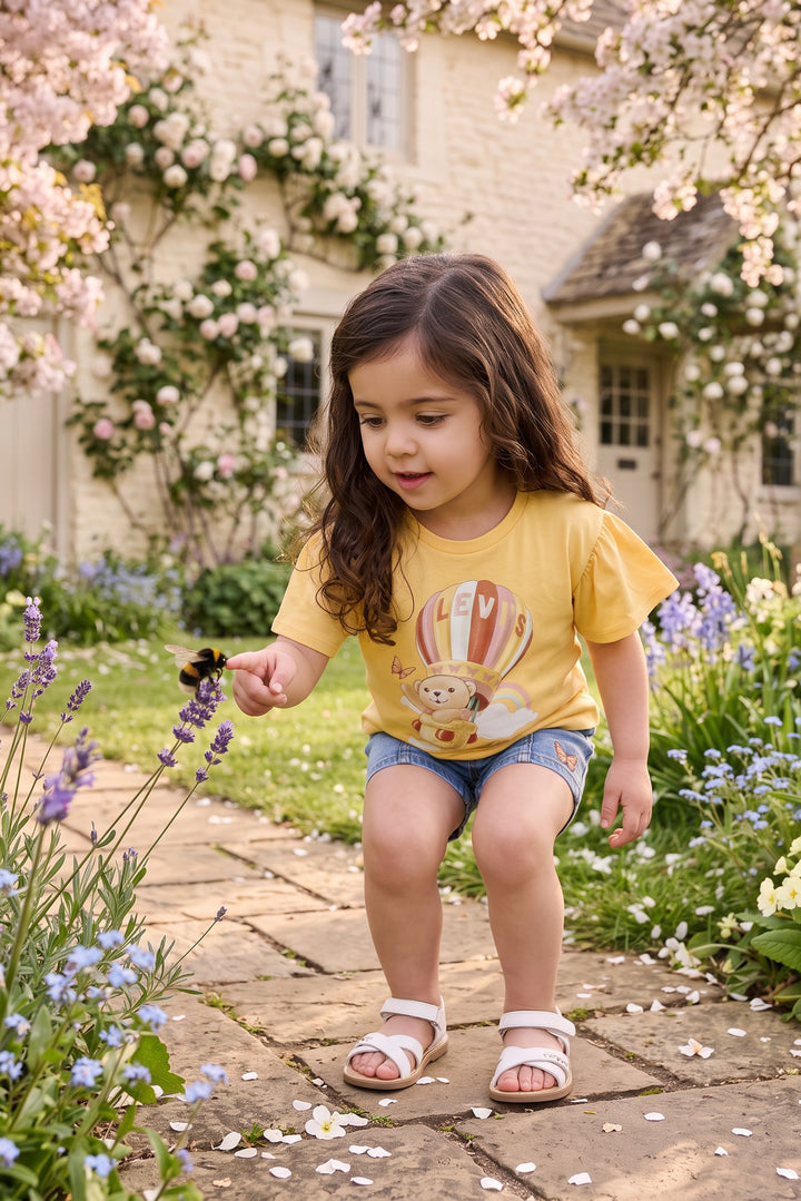 Sunshine Yellow Bear T-Shirt &amp; Denim Shorts