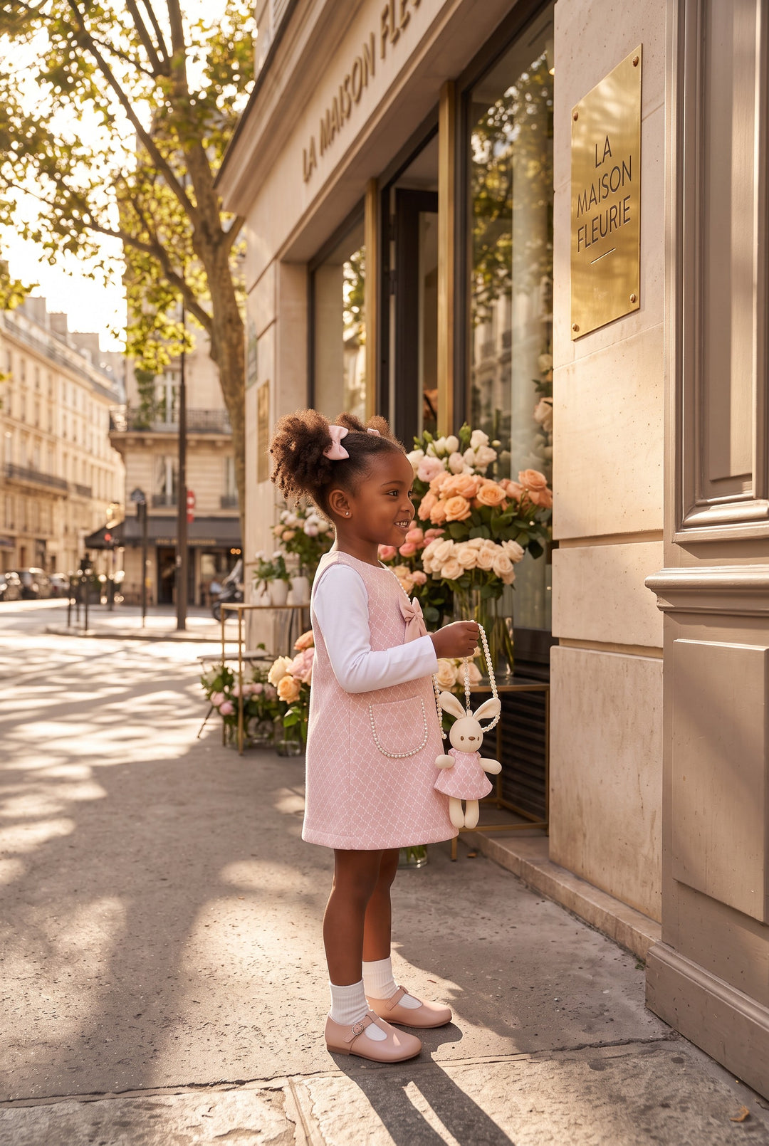 "Vanessa" Pink Fluffy Knit 3-Piece Pinafore Dress Set