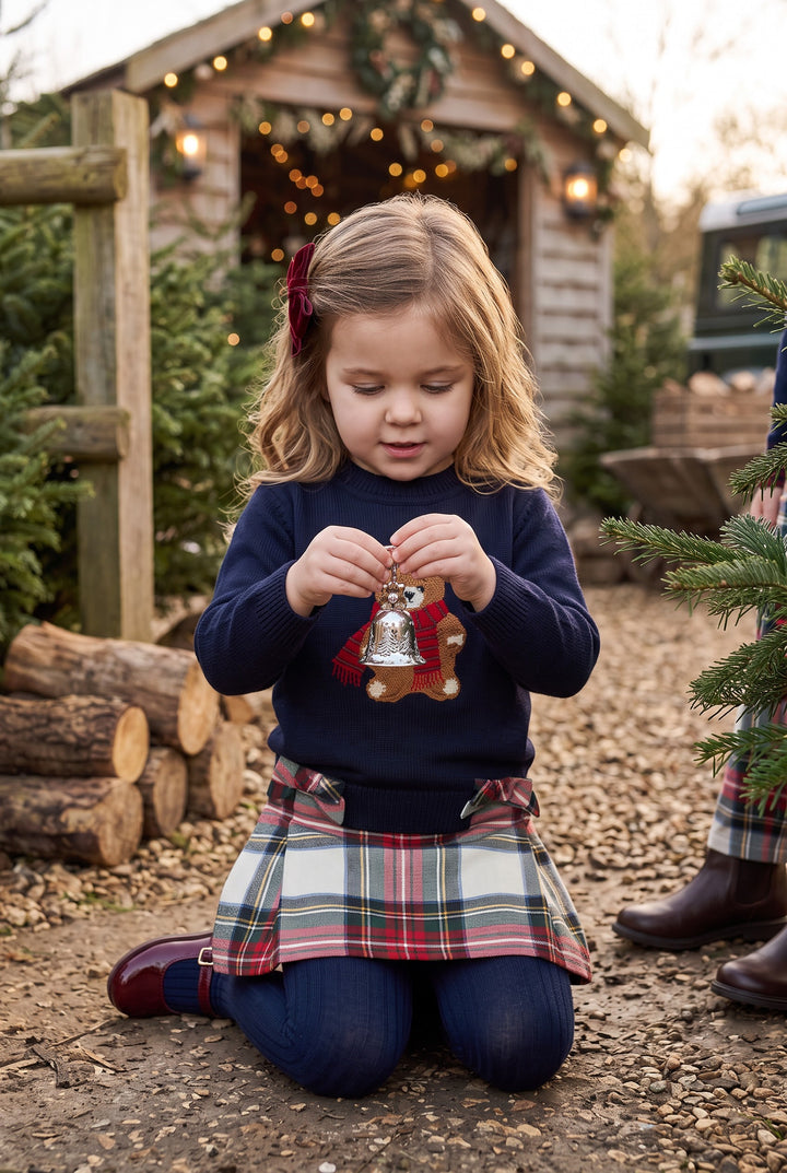 PREORDER "Willow" Navy Teddy Jumper &amp; Tartan Skirt