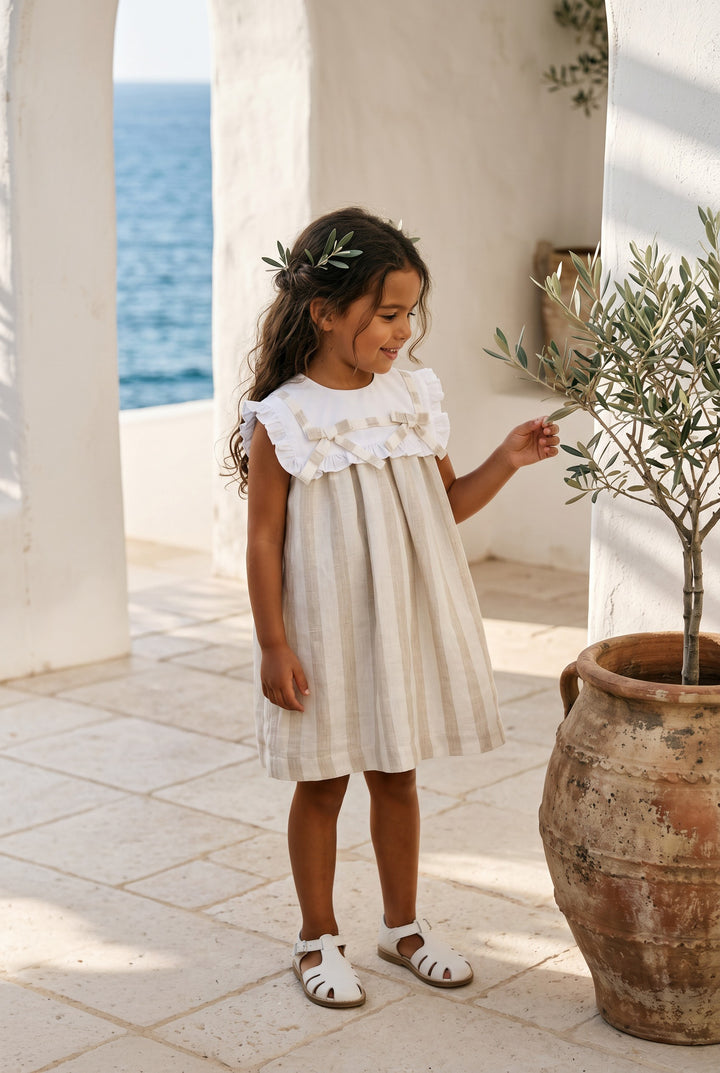 "Florence" Beige Stripe Dress