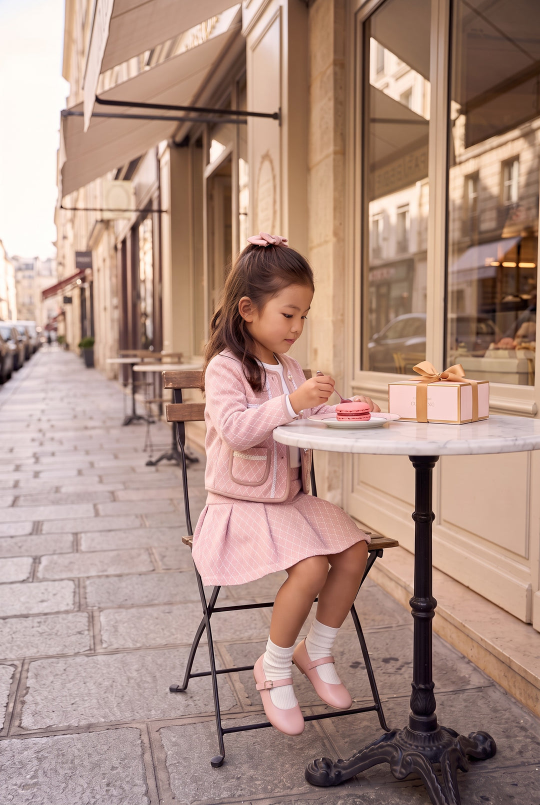 "Georgina" Pink Fluffy Knit 3-Piece Skort Set