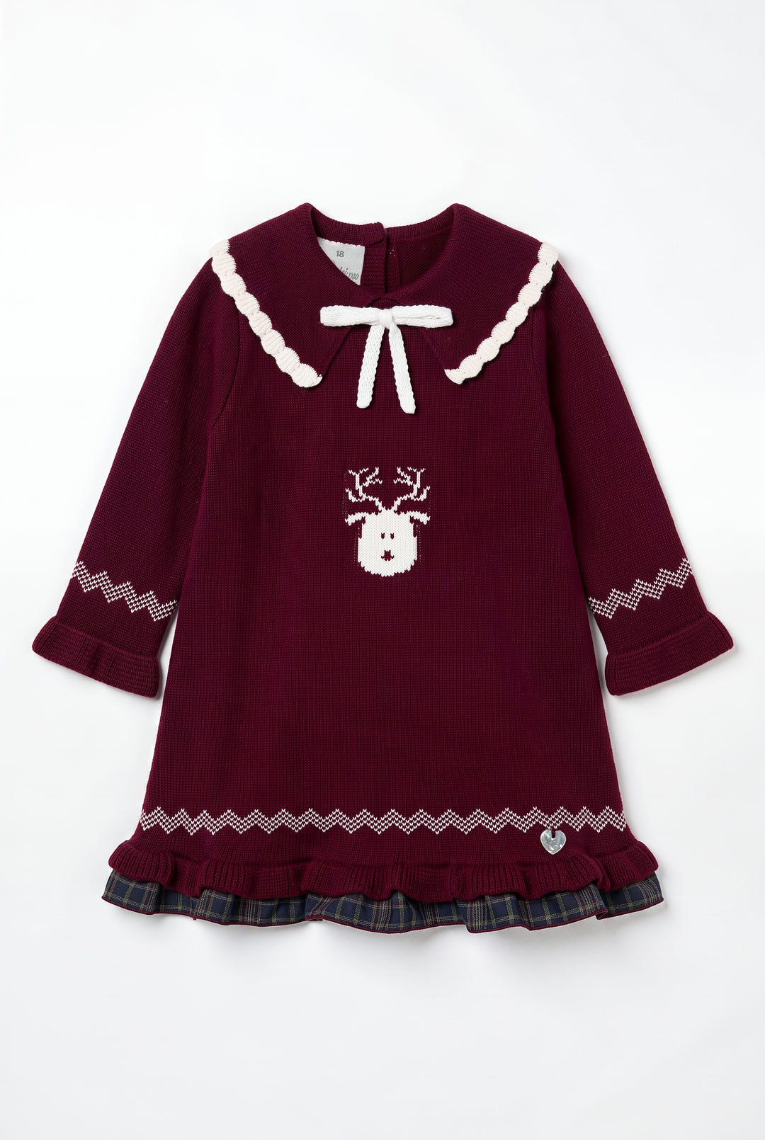 "Evangeline" Burgundy Reindeer Knitted Dress