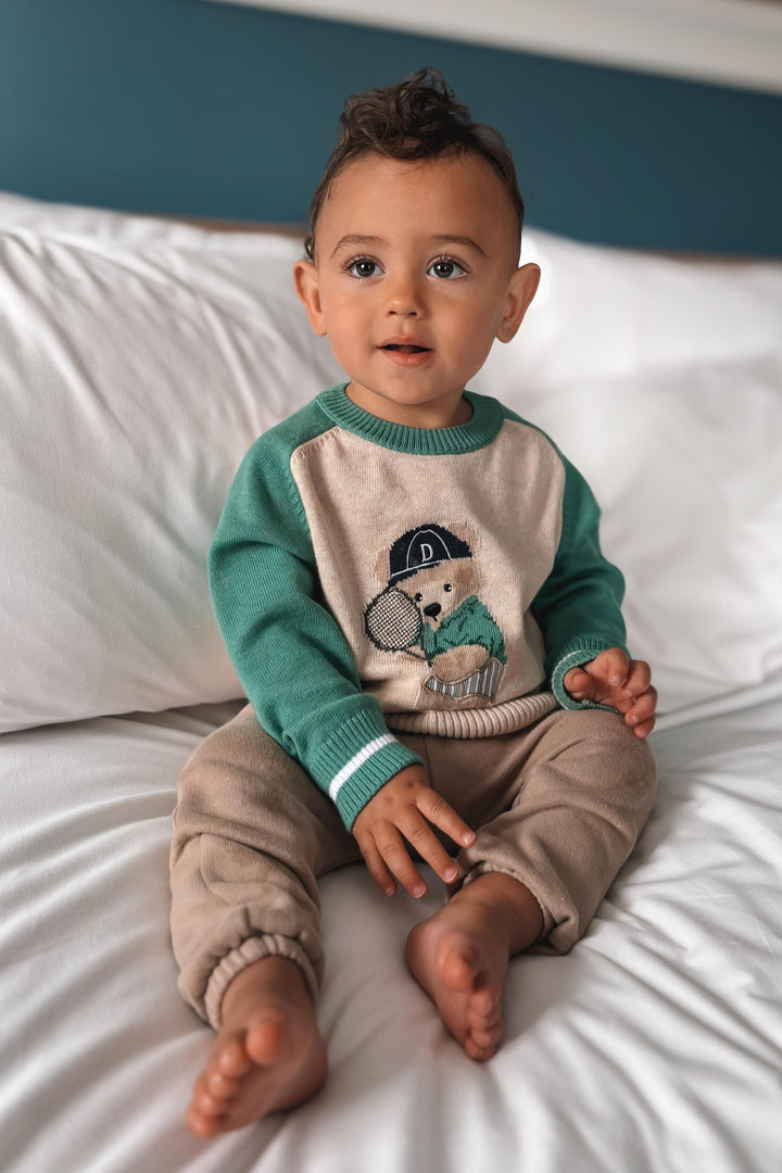 Green Tennis Bear Knit Jumper