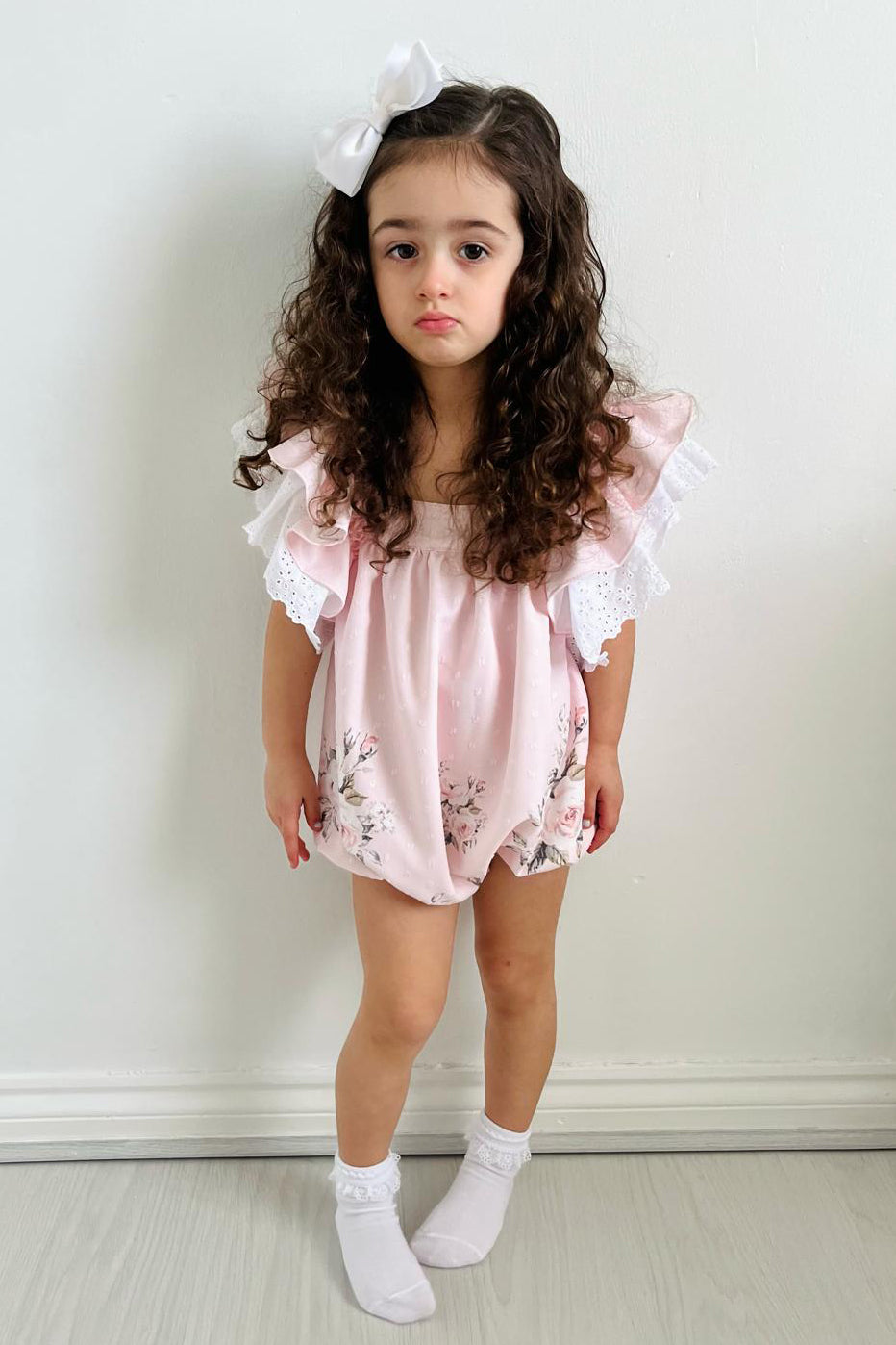 Fofettes "Harlow" Pink Vintage Floral Romper | Millie and John