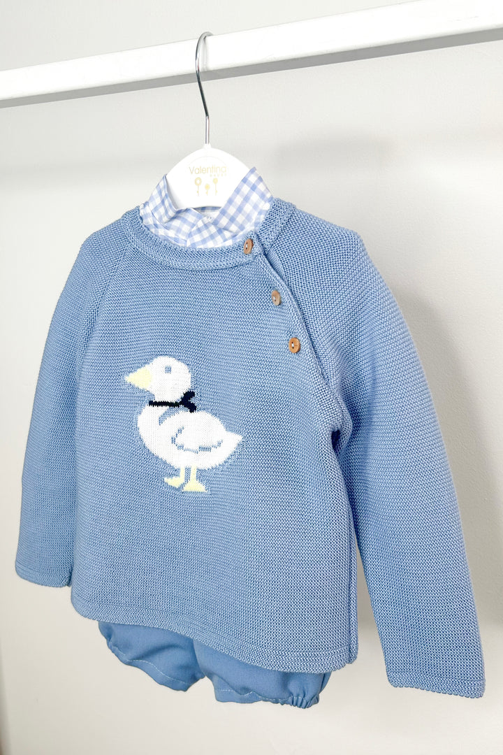 "Arlo" Powder Blue Duck Jumper, Shirt & Shorts