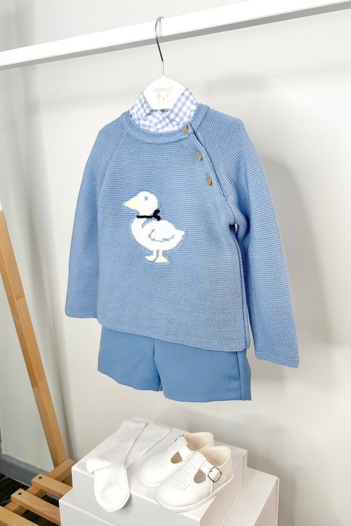 "Arlo" Powder Blue Duck Jumper, Shirt & Shorts