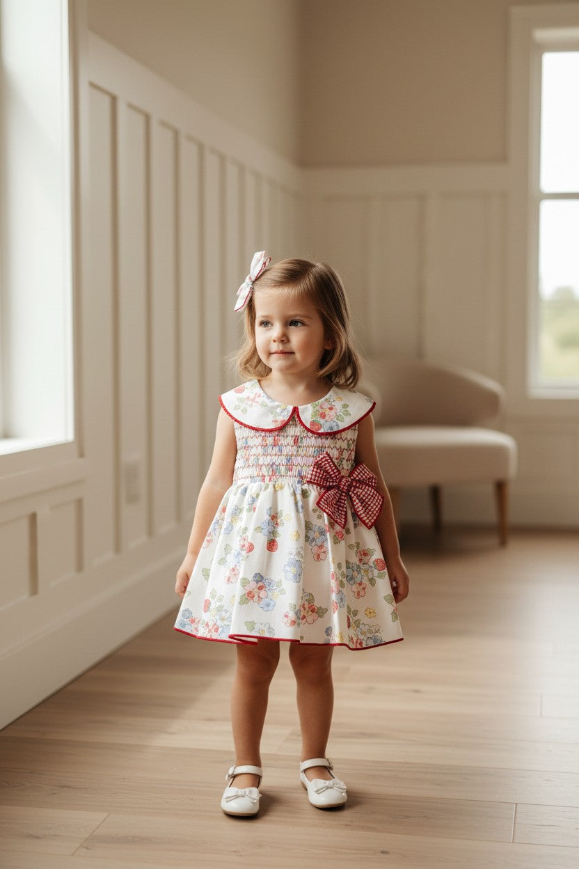 "Blossom" Red Floral Strawberry Dress & Bloomers