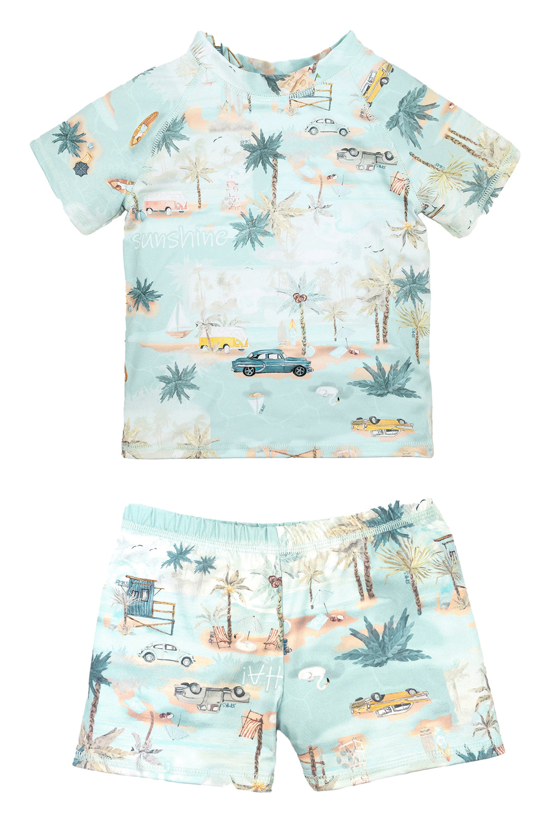 Jamiks "Travis" Mint Beach Print Swim Top & Shorts | Millie and John