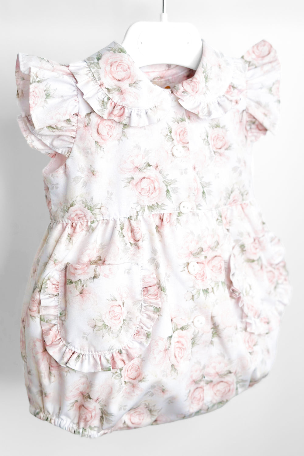 Puro Mimo "Wendy" Pale Pink Vintage Floral Romper | Millie and John