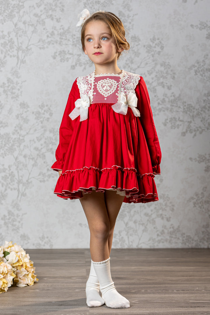 "Alegria" Red Lace Tulle Bow Dress