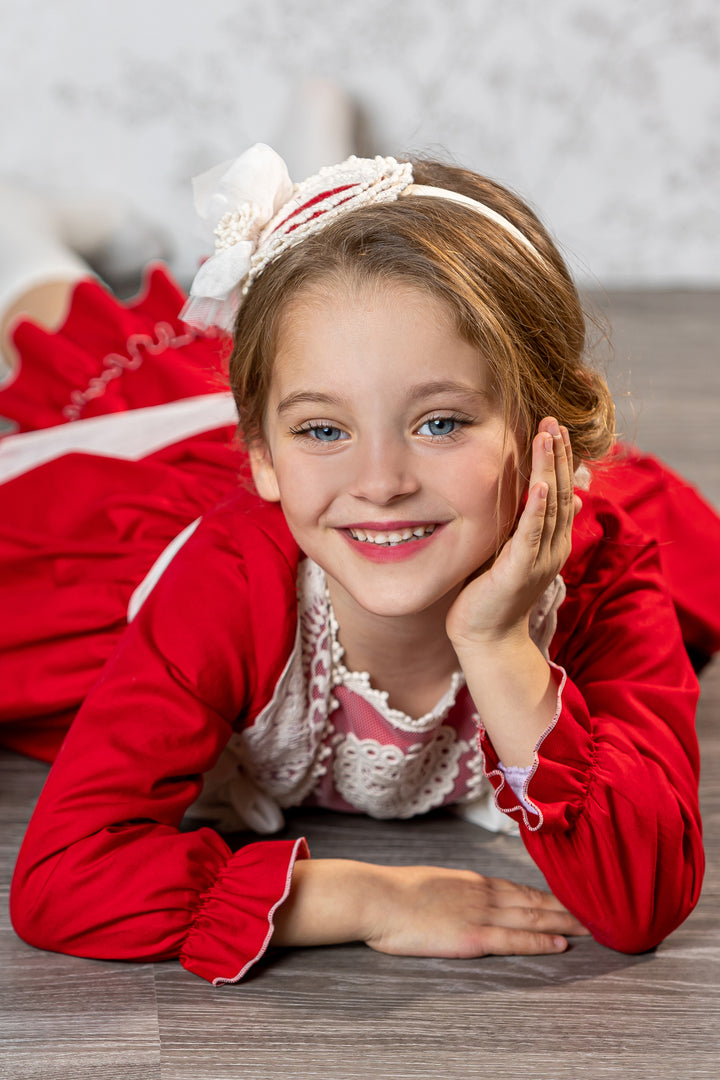 "Alegria" Red Lace Tulle Bow Dress