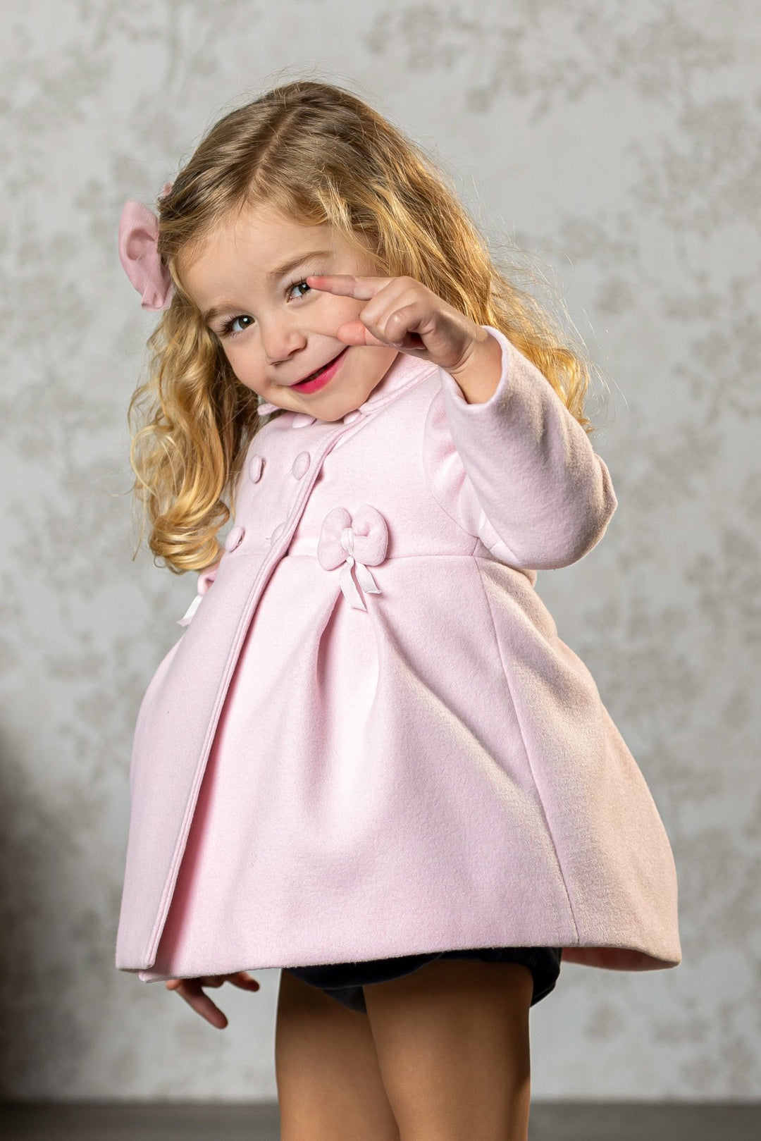 Abuela Tata "Beatrice" Baby Pink Felt Coat - Millie and John