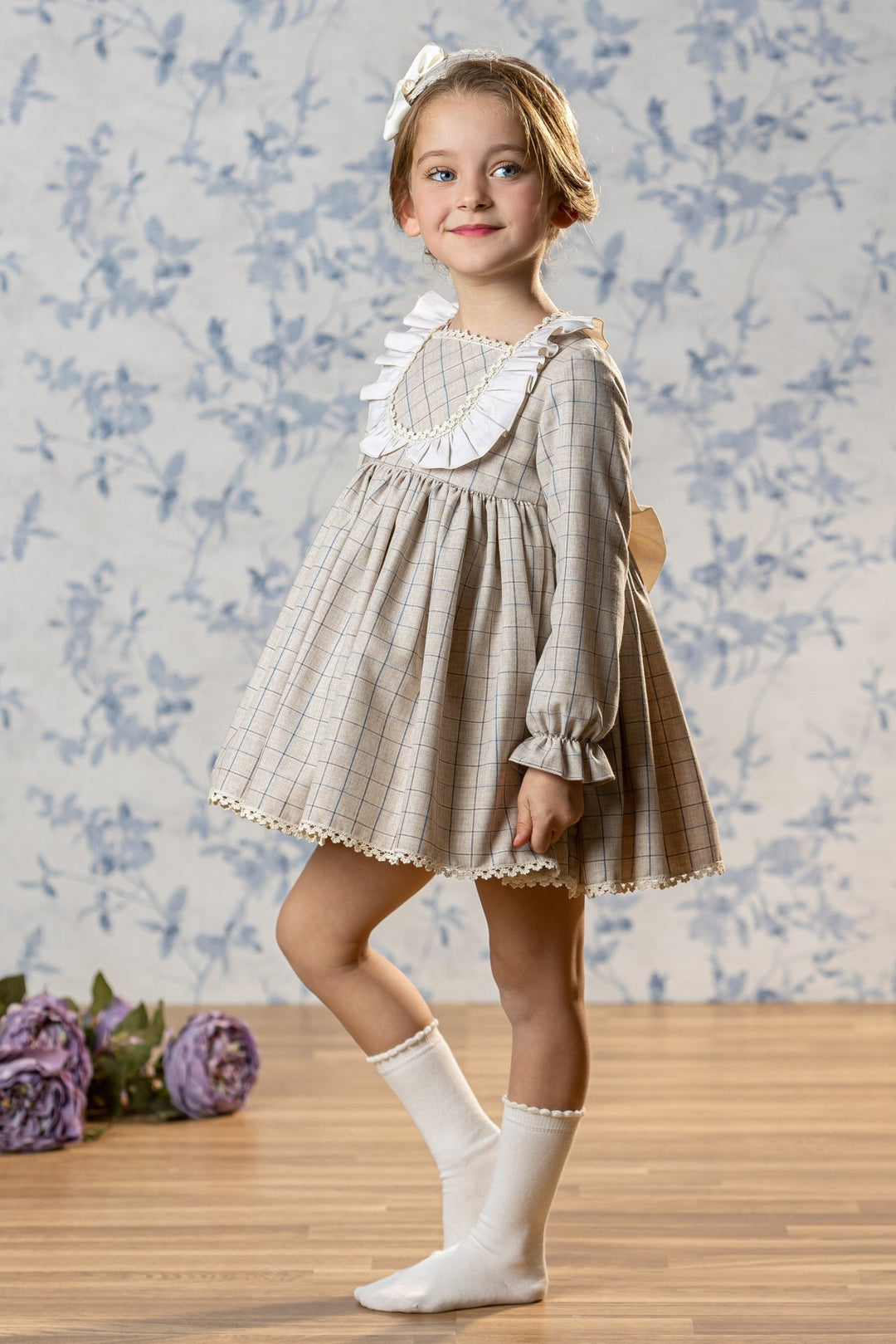 Abuela Tata "Claudia" Stone Check Dress - Millie and John